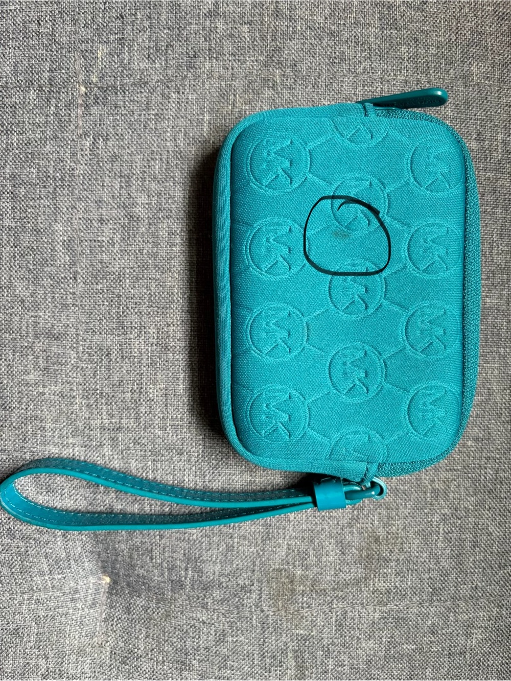 Michael Kors Turquoise Embossed MK Coin Purse - Picture 2 of 9